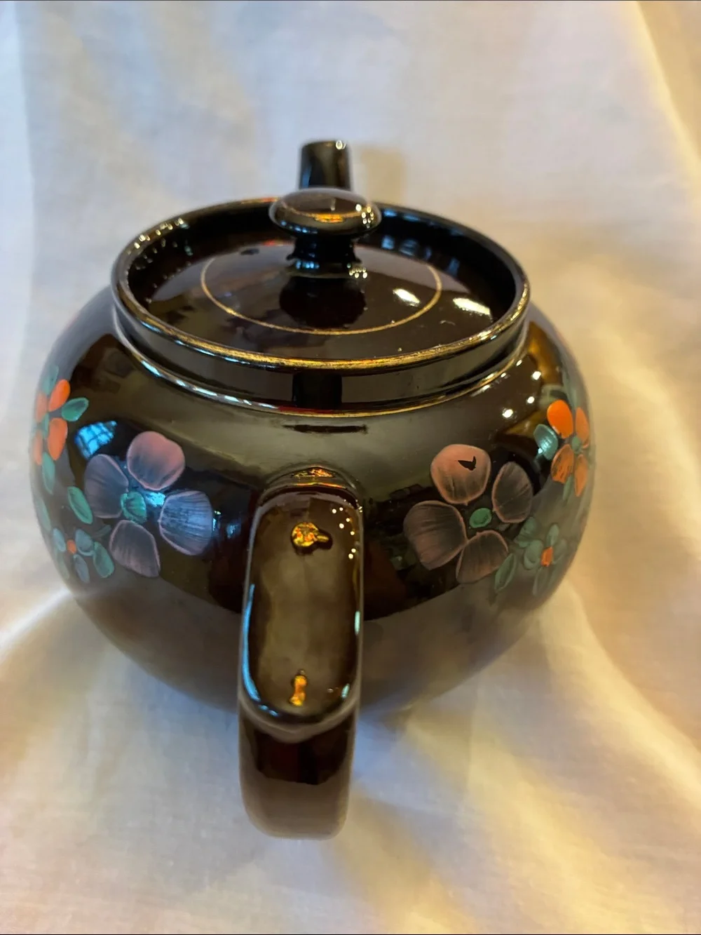 Vintage Hand-Painted Floral Ceramic Teapot